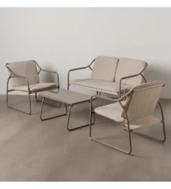 Zestaw ogrodowy OMAMA Szary 2 fotele + sofa + stolik*Zona-Design