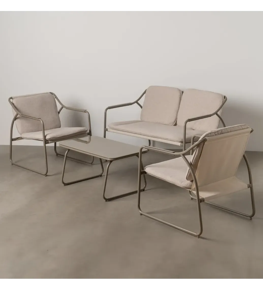 Zestaw ogrodowy OMAMA Szary 2 fotele + sofa + stolik*Zona-Design