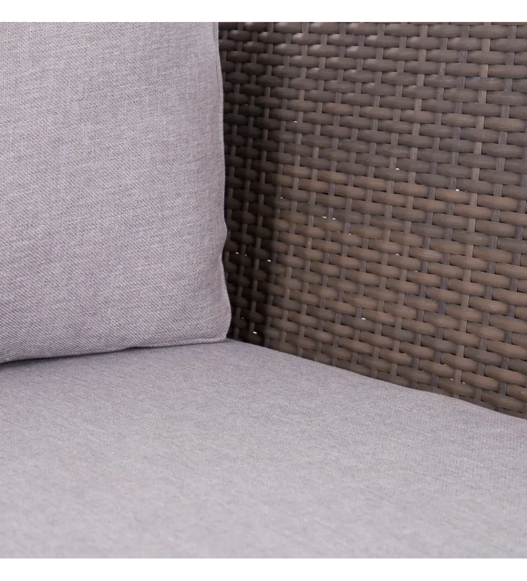 Zestaw ogrodowy TUSERMA 248 cm narożnik 75 cm stolik rattan taupe*Zona-Design Best