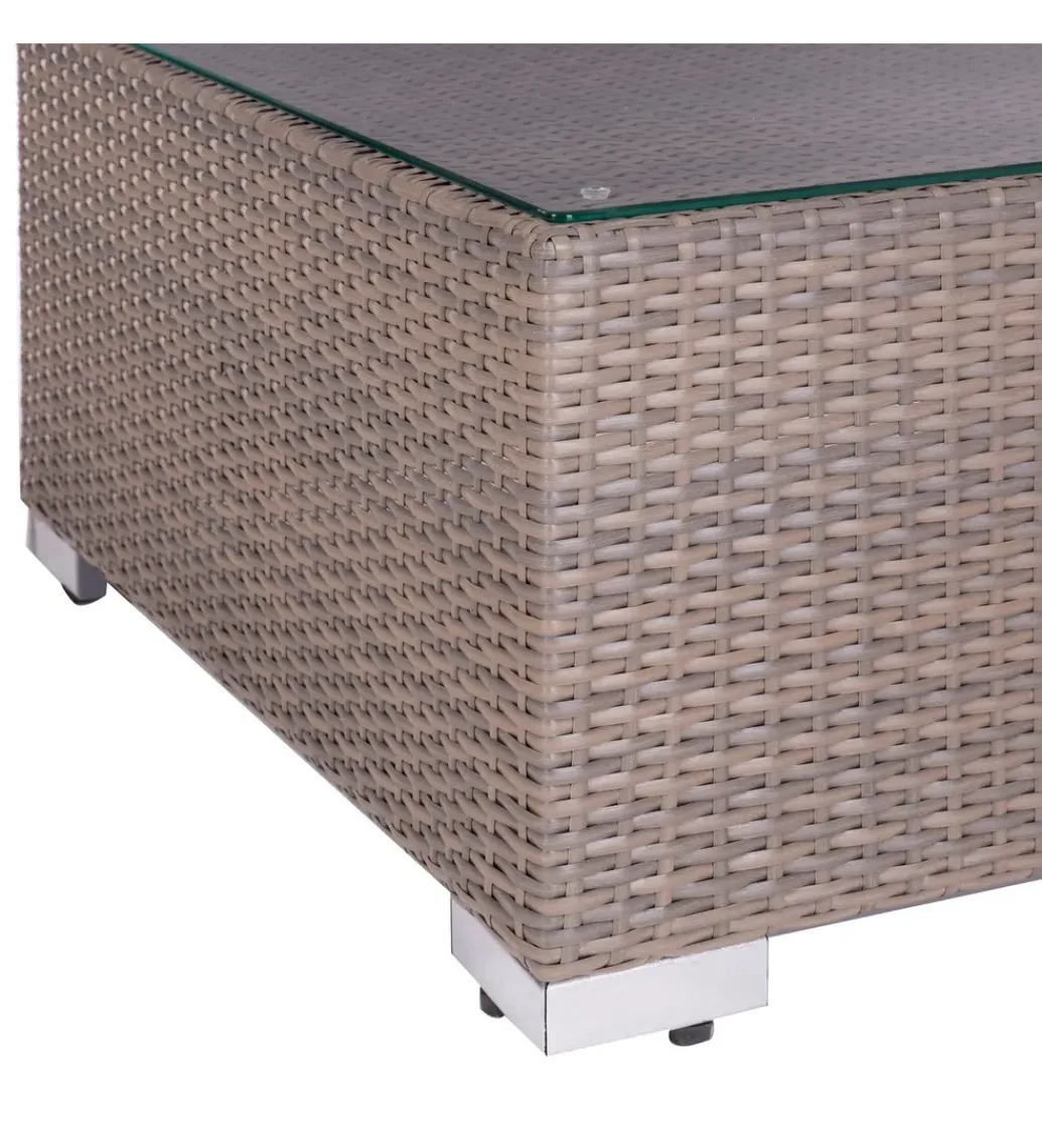 Zestaw ogrodowy TUSERMA 248 cm narożnik 75 cm stolik rattan taupe*Zona-Design Best