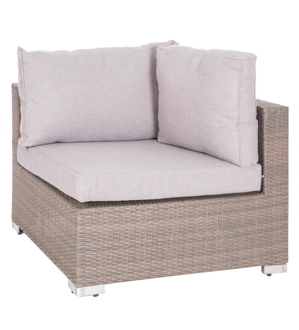 Zestaw ogrodowy TUSERMA 248 cm narożnik 75 cm stolik rattan taupe*Zona-Design Best