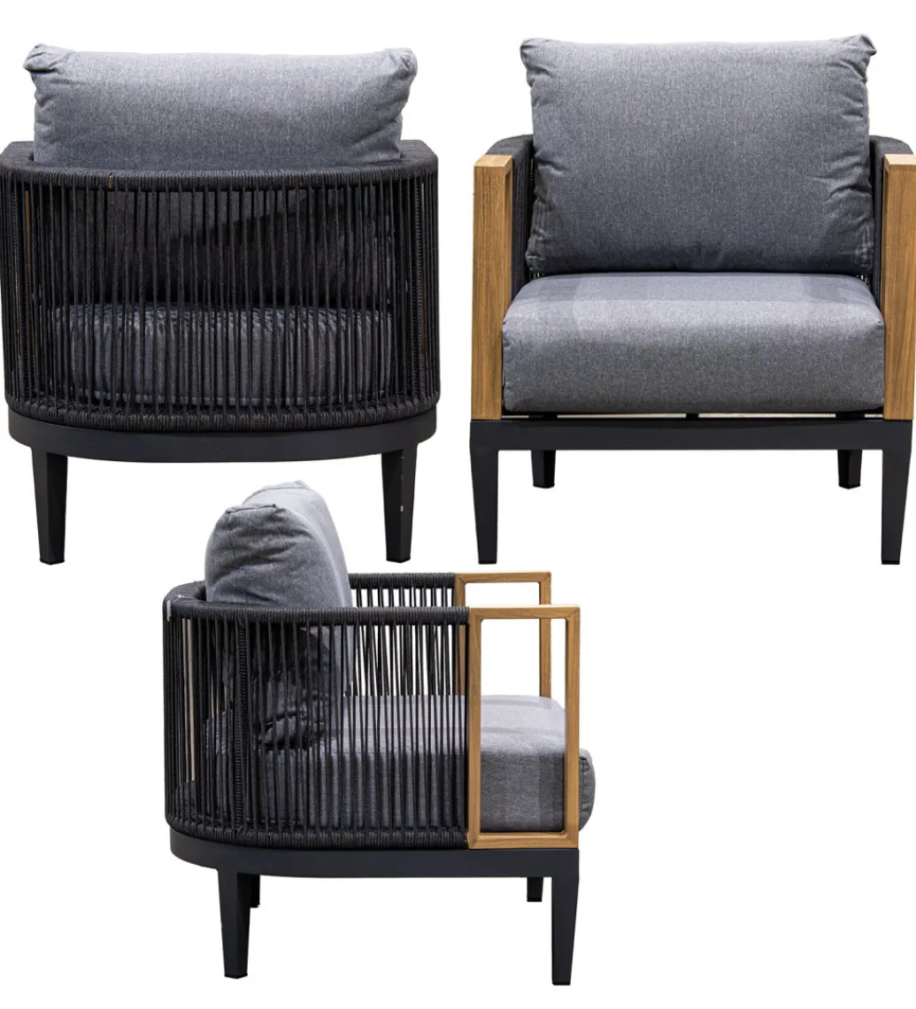 Zestaw ogrodowy TWOSOULME SOFA 198 cm dwa fotele 74 cm i stolik kawowy 128 cm*Exclusivas Best