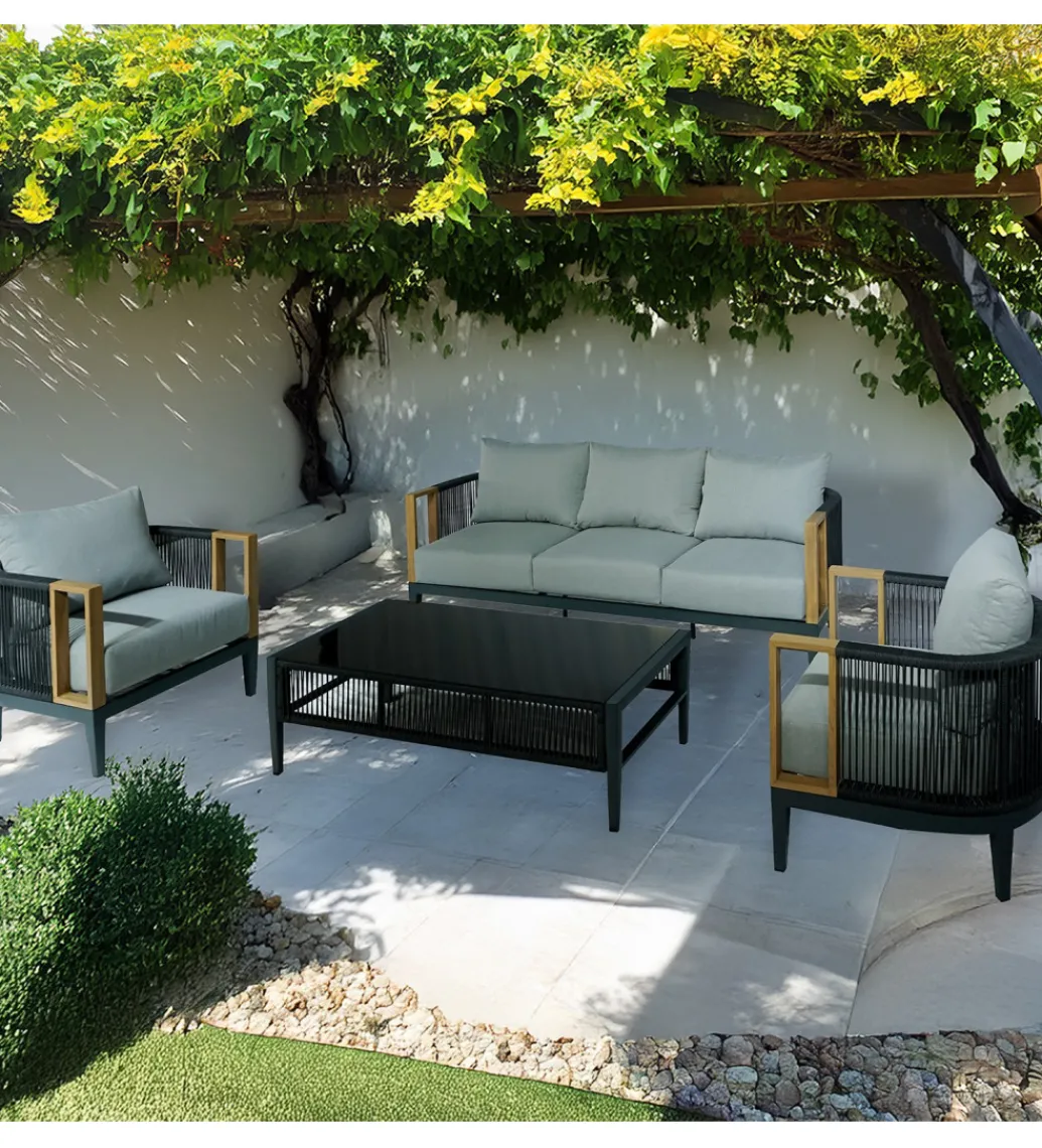 Zestaw ogrodowy TWOSOULME SOFA 198 cm dwa fotele 74 cm i stolik kawowy 128 cm*Exclusivas Best