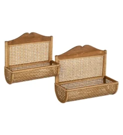 Zestaw 2 półek wiszących TAERMA 50 i 42 cm cm naturalne*Zona-Design Online