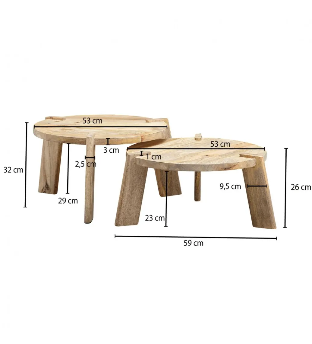 Zestaw 2 stolik kawowych WOHNLING drewno mango*WOHNLING, GERMANY Sale