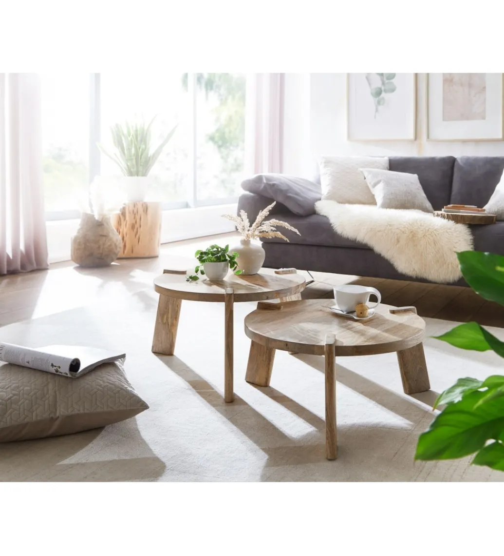 Zestaw 2 stolik kawowych WOHNLING drewno mango*WOHNLING, GERMANY Sale