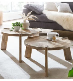 Zestaw 2 stolik kawowych WOHNLING drewno mango*WOHNLING, GERMANY Sale