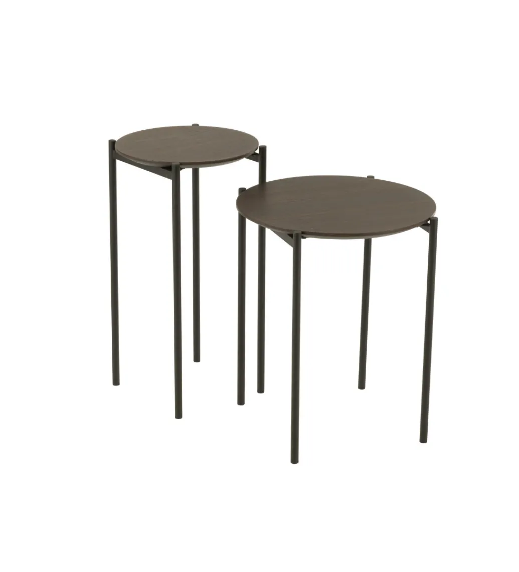 Zestaw 2 stolików bocznych DOMERESU 43 cm i 33 cm ciemno brązowy*J-Line New