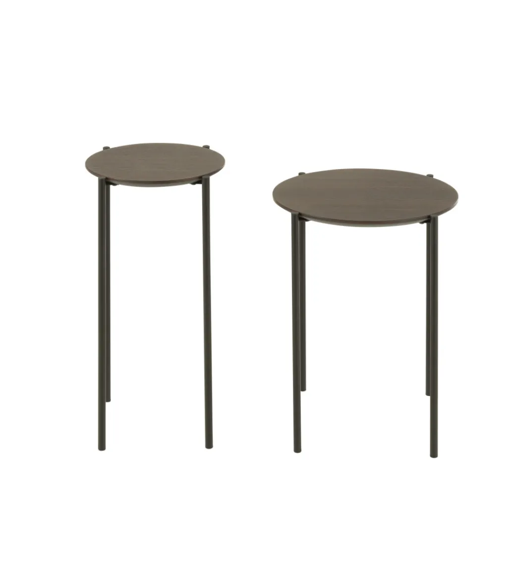 Zestaw 2 stolików bocznych DOMERESU 43 cm i 33 cm ciemno brązowy*J-Line New