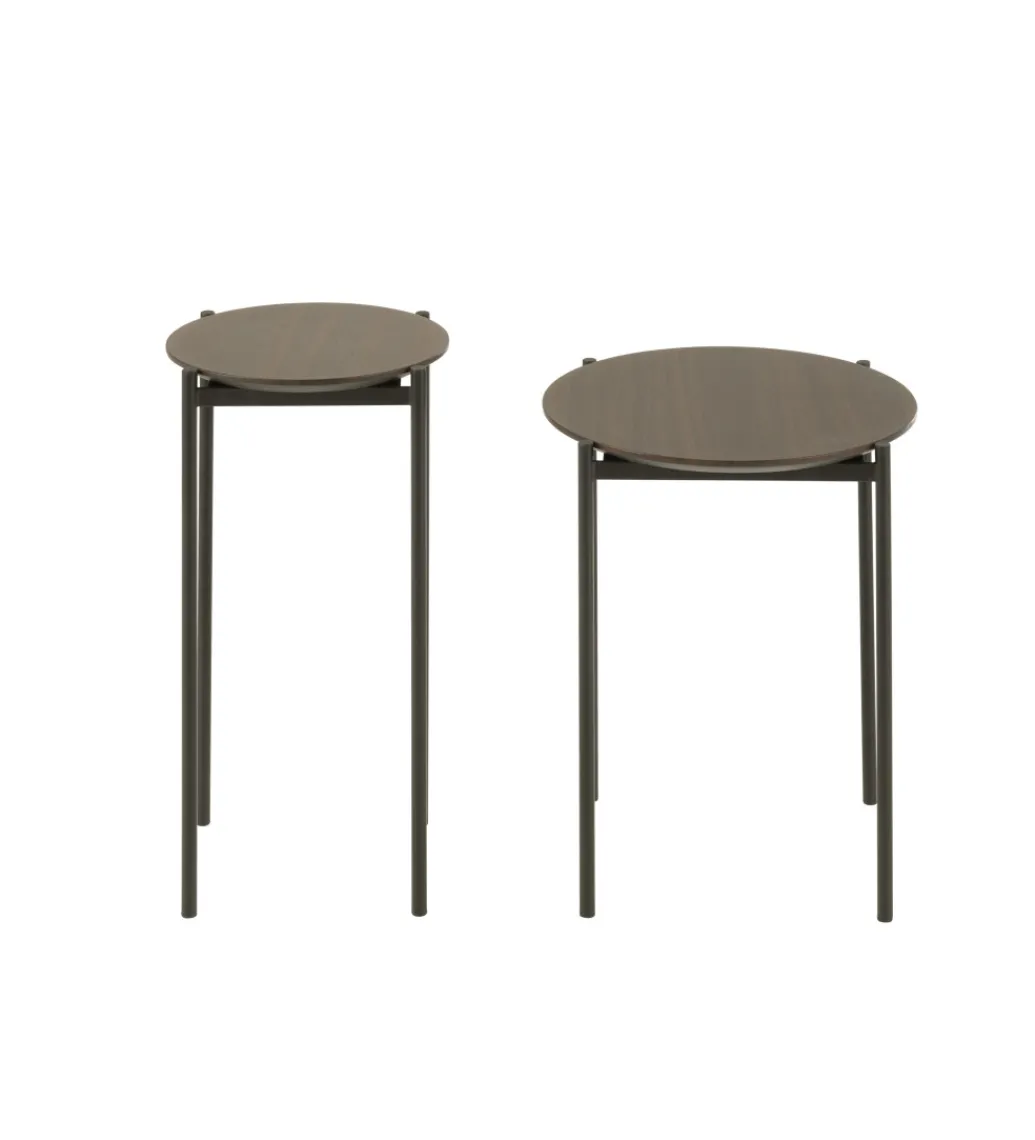 Zestaw 2 stolików bocznych DOMERESU 43 cm i 33 cm ciemno brązowy*J-Line New