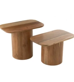 Zestaw 2 stolików kawowych ACATA 60 cm 80 cm drewno akacja*J-Line Outlet