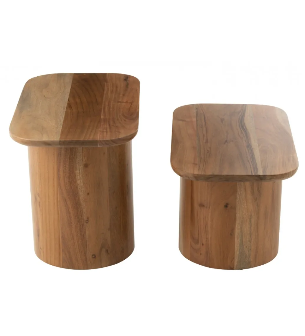 Zestaw 2 stolików kawowych ACATA 60 cm 80 cm drewno akacja*J-Line Outlet