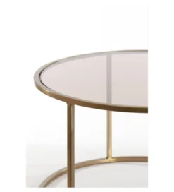 Zestaw 2 stolików kawowych DUARTE 65 cm 75 cm szklane złote brąz*L&L Clearance