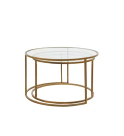 Zestaw 2 stolików kawowych DUARTE 65 cm 75 cm szklane złote*L&L Hot