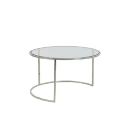 Zestaw 2 stolików kawowych DUARTE 65 cm 75 cm szklane niklowane*L&L Best