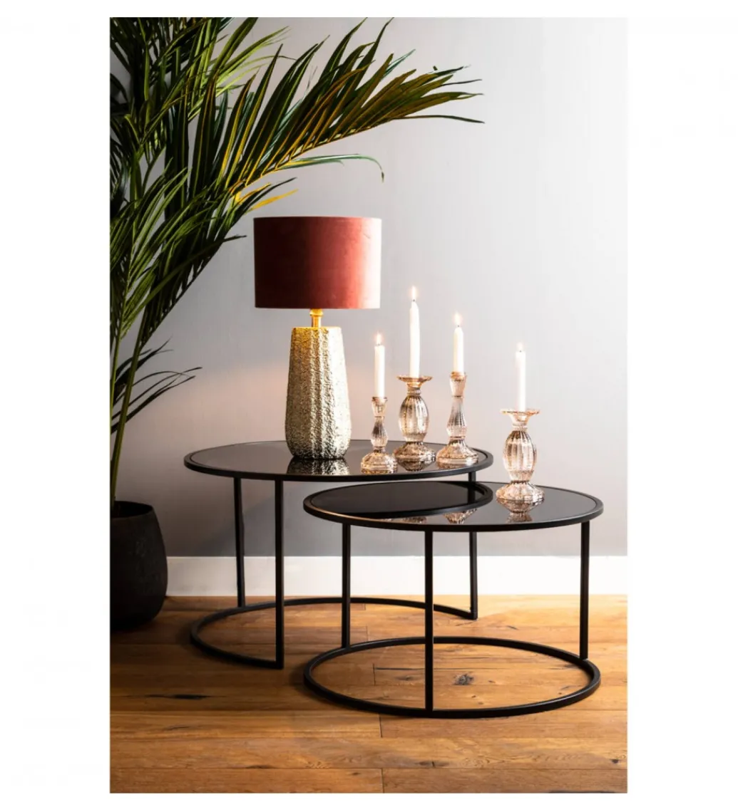 Zestaw 2 stolików kawowych DUARTE 65 cm 75 cm czarne*L&L Clearance