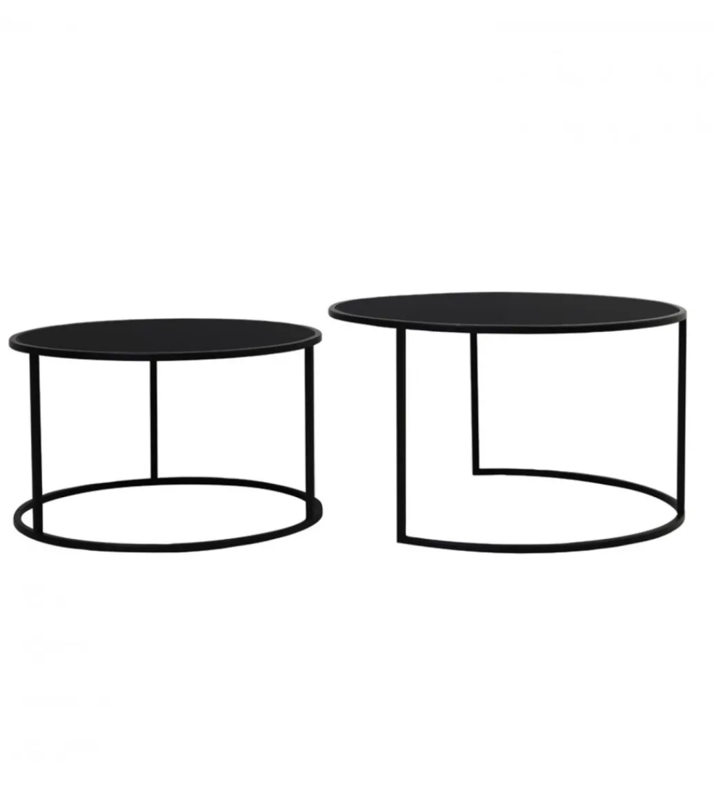 Zestaw 2 stolików kawowych DUARTE 65 cm 75 cm czarne*L&L Clearance