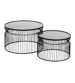 Zestaw 2 stolików kawowych FUKAO 65 cm 53 cm czarne*Zona-Design Discount