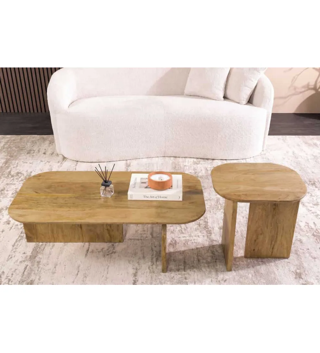 Zestaw 2 stolików kawowych GATSBY 100 cm 45 cm drewno mango*Invicta Interior Hot