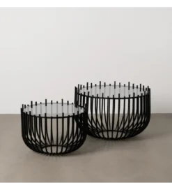 Zestaw 2 stolików kawowych GECMY 68 cm 55 cm czarne*Zona-Design Online