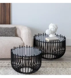 Zestaw 2 stolików kawowych GECMY 68 cm 55 cm czarne*Zona-Design Online