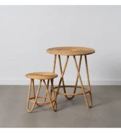 Zestaw 2 stolików kawowych MEGORY 60 cm 39 cm ratan*Zona-Design New