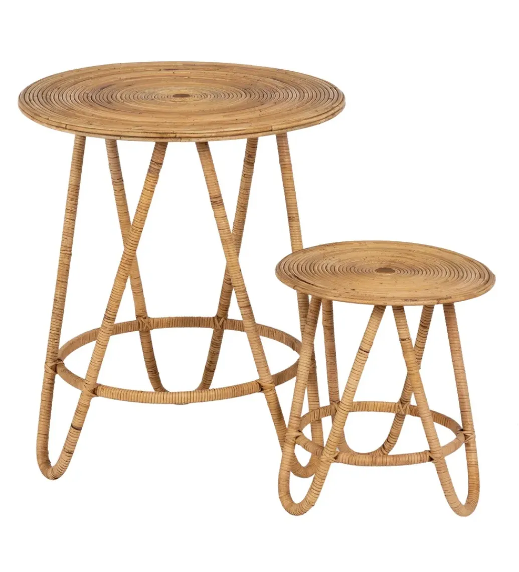 Zestaw 2 stolików kawowych MEGORY 60 cm 39 cm ratan*Zona-Design New