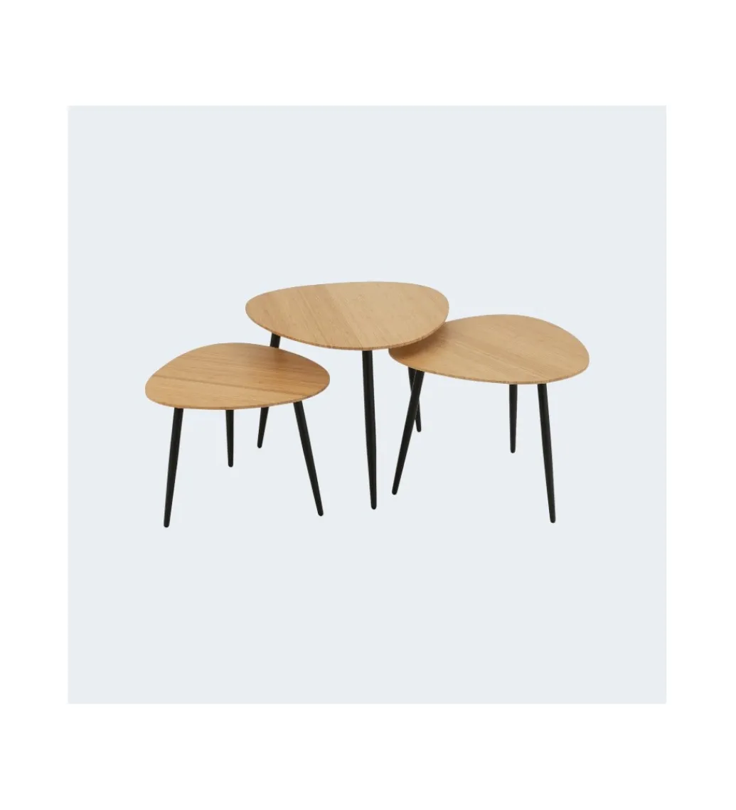 Zestaw 3 stolików kawowych PALETTE 56 cm 52 cm 47 cm*J-Line Best