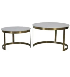 Zestaw 2 stolików kawowych PERLATO 60 cm 75 cm białe antyczny brąz*L&L New