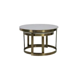 Zestaw 2 stolików kawowych PERLATO 60 cm 75 cm białe antyczny brąz*L&L New