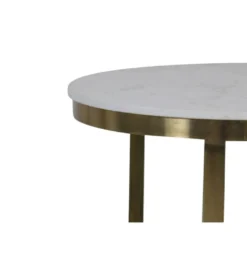 Zestaw 2 stolików kawowych PERLATO 60 cm 75 cm białe antyczny brąz*L&L New