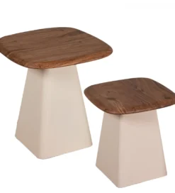 Zestaw 2 stolików kawowych PIMKO 50 cm 40 cm drewno akacja*Exclusivas Clearance