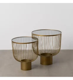 Zestaw 2 stolików kawowych RAG 50 cm 42 cm złote*Zona-Design