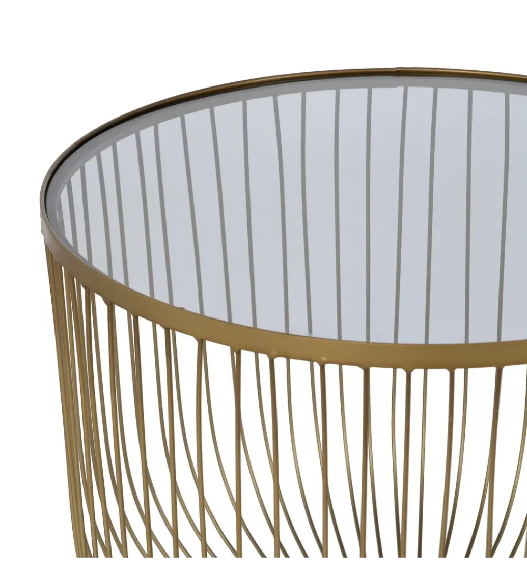 Zestaw 2 stolików kawowych RAG 50 cm 42 cm złote*Zona-Design