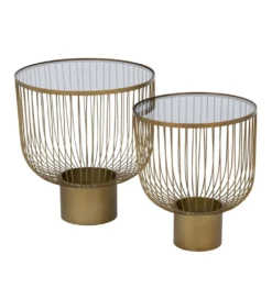 Zestaw 2 stolików kawowych RAG 50 cm 42 cm złote*Zona-Design