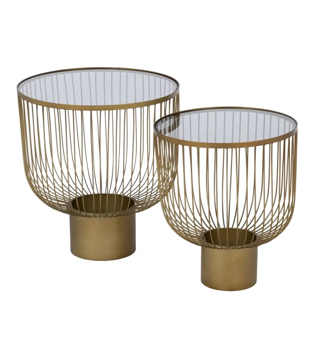 Zestaw 2 stolików kawowych RAG 50 cm 42 cm złote*Zona-Design