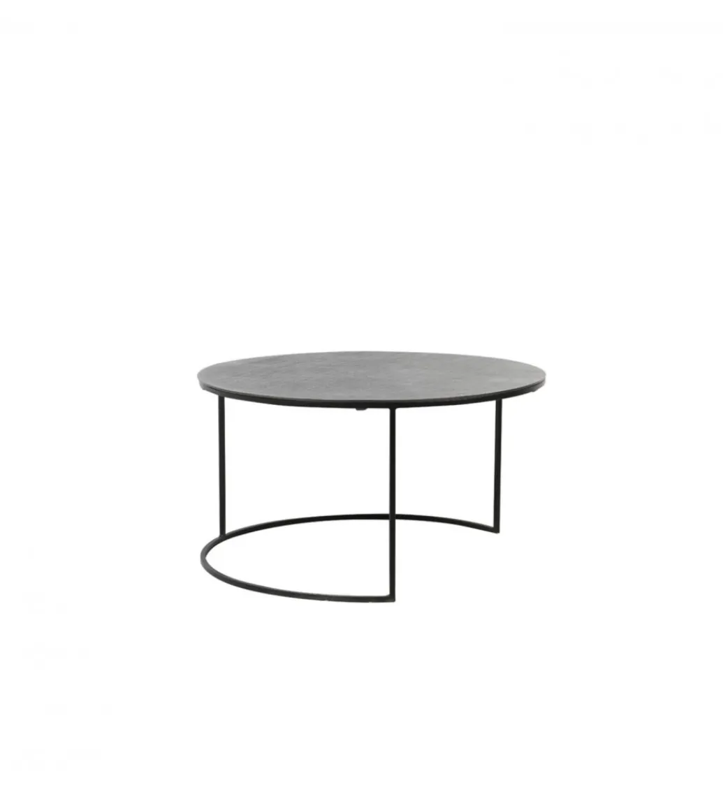 Zestaw 2 stolików kawowych RENGO 61 cm 76 cm antyczny brąz czarny*L&L Sale