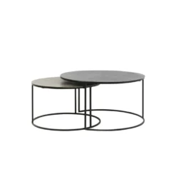 Zestaw 2 stolików kawowych RENGO 61 cm 76 cm antyczny brąz czarny*L&L Sale