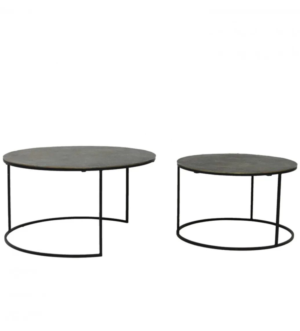 Zestaw 2 stolików kawowych RENGO 61 cm 76 cm antyczny brąz*L&L Sale