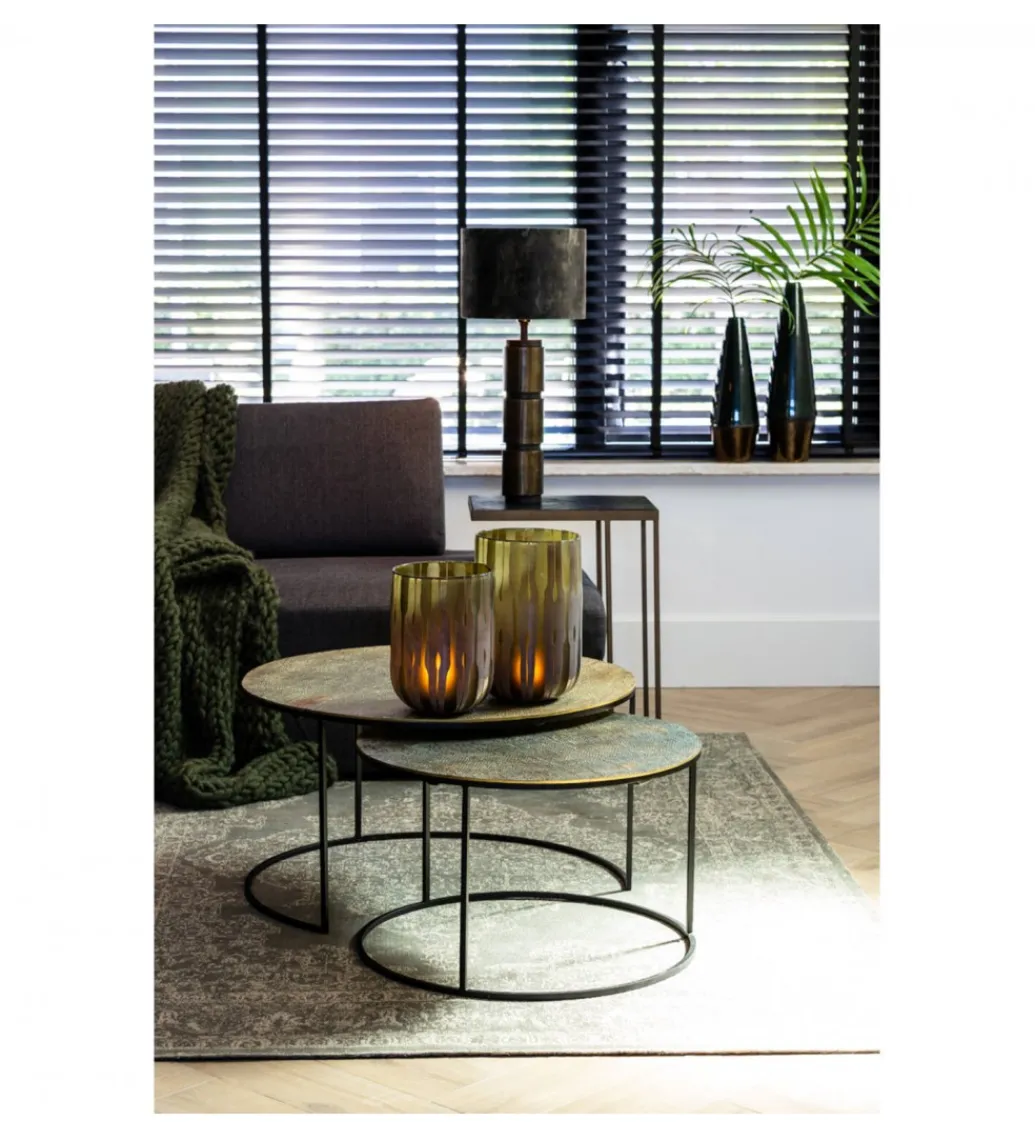 Zestaw 2 stolików kawowych RENGO 61 cm 76 cm antyczny brąz*L&L Sale