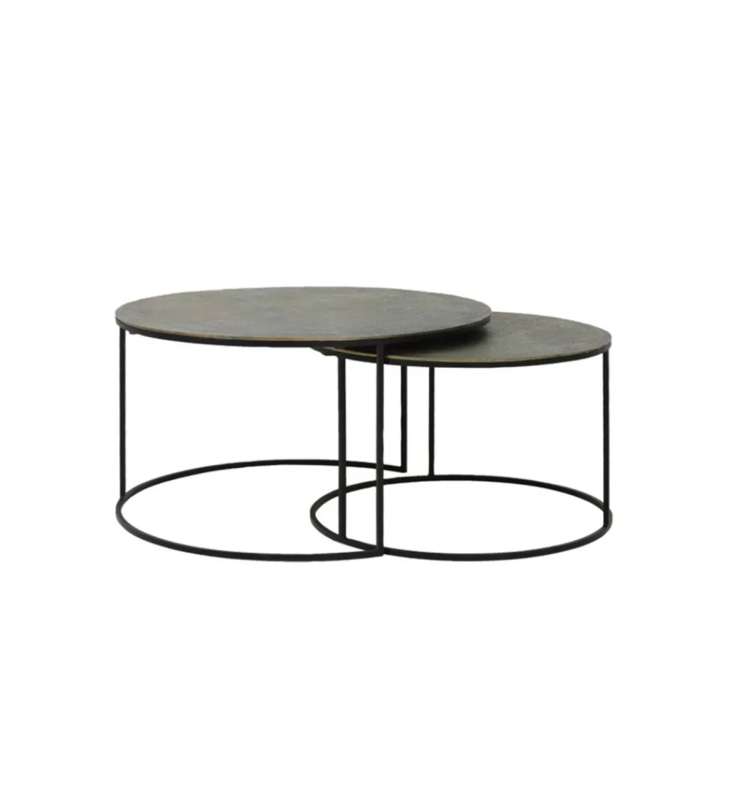 Zestaw 2 stolików kawowych RENGO 61 cm 76 cm antyczny brąz*L&L Sale