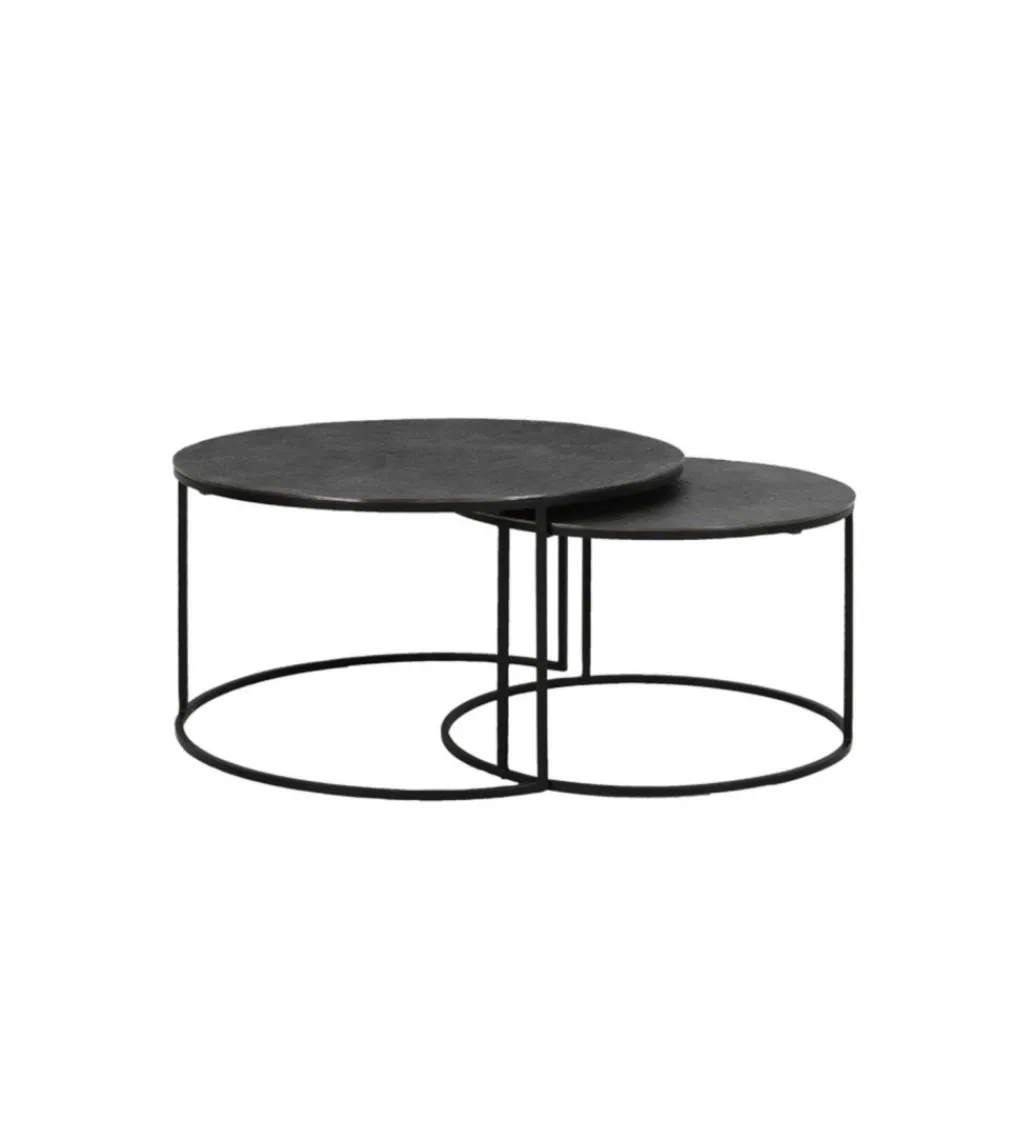 Zestaw 2 stolików kawowych RENGO 61 cm 76 cm czarne*L&L Online
