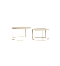 Zestaw 2 stolików kawowych SADAR 65 cm 75 cm piaskowe*L&L Sale