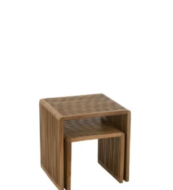 Zestaw 2 stolików kawowych SHELIS 50 cm 40 cm drewno teak*J-Line Hot