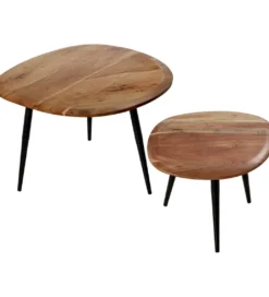 Zestaw 2 stolików kawowych SOBREN 40 i 50 cm drewno mango*Exclusivas Hot