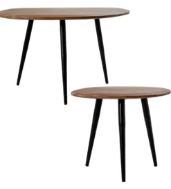 Zestaw 2 stolików kawowych SOBREN 40 i 50 cm drewno mango*Exclusivas Hot