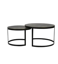 Zestaw 2 stolików kawowych TRELO 62 cm 76 cm antyczny brąz czarny*L&L