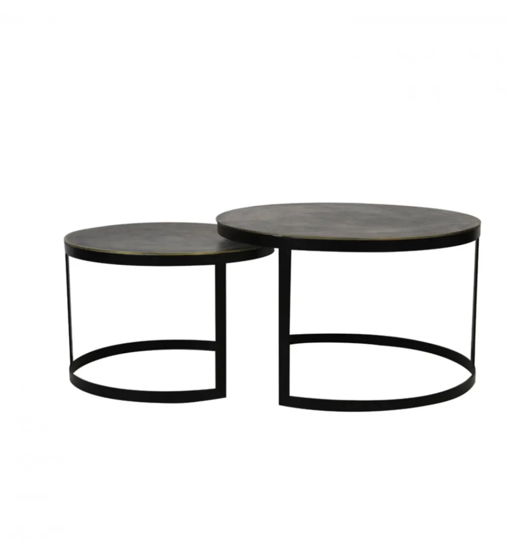 Zestaw 2 stolików kawowych TRELO 62 cm 76 cm antyczny brąz czarny*L&L