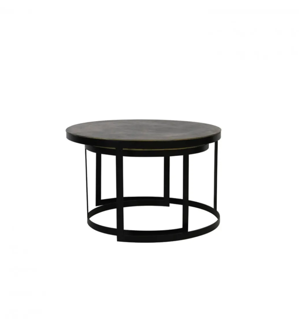 Zestaw 2 stolików kawowych TRELO 62 cm 76 cm antyczny brąz czarny*L&L