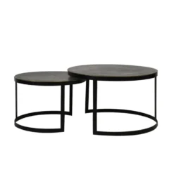 Zestaw 2 stolików kawowych TRELO 62 cm 76 cm antyczny brąz czarny*L&L